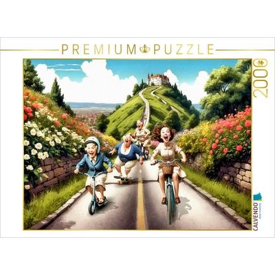 CALVENDO Puzzle Jetzt geht's bergab, Mädels! | 2000 Teile Lege-Größe 90x67cm Foto-Puzzle für glückliche Stunden