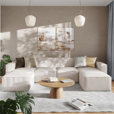 Lancaster Home Contemporary 6 Piece Modular Sectional Sofa with 2 Ottomans