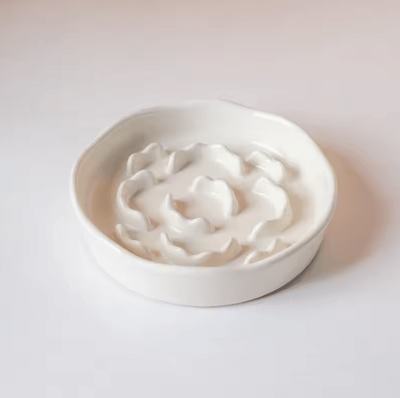Inspire Curations ElevaBite Ceramic Slow Feeder Pet Bowl white 1