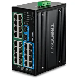Trendnet Industrie Switch 26Port Gbit PoE+ Metall DIN-Rail (26 Ports), Netzwerk Switch, Schwarz