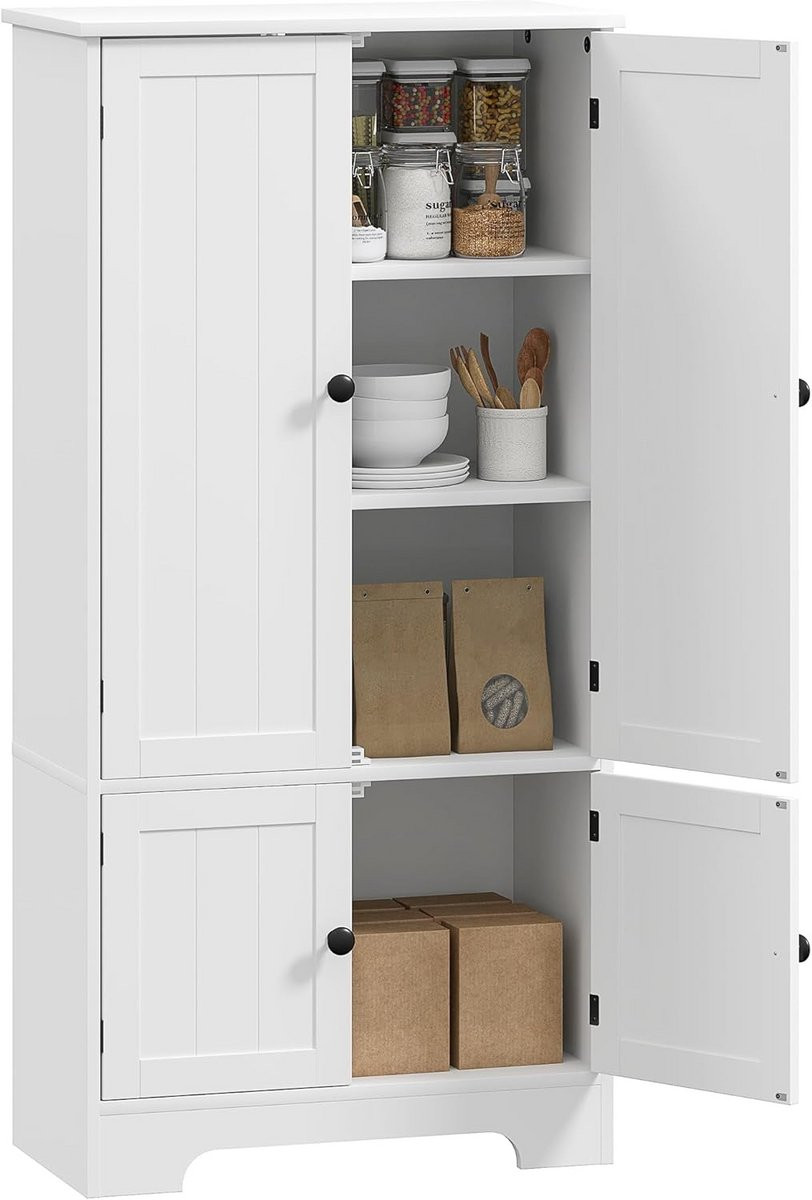 Witte MDF Opbergkast met Deuren voor Keuken, Eetkamer of Woonkamer
