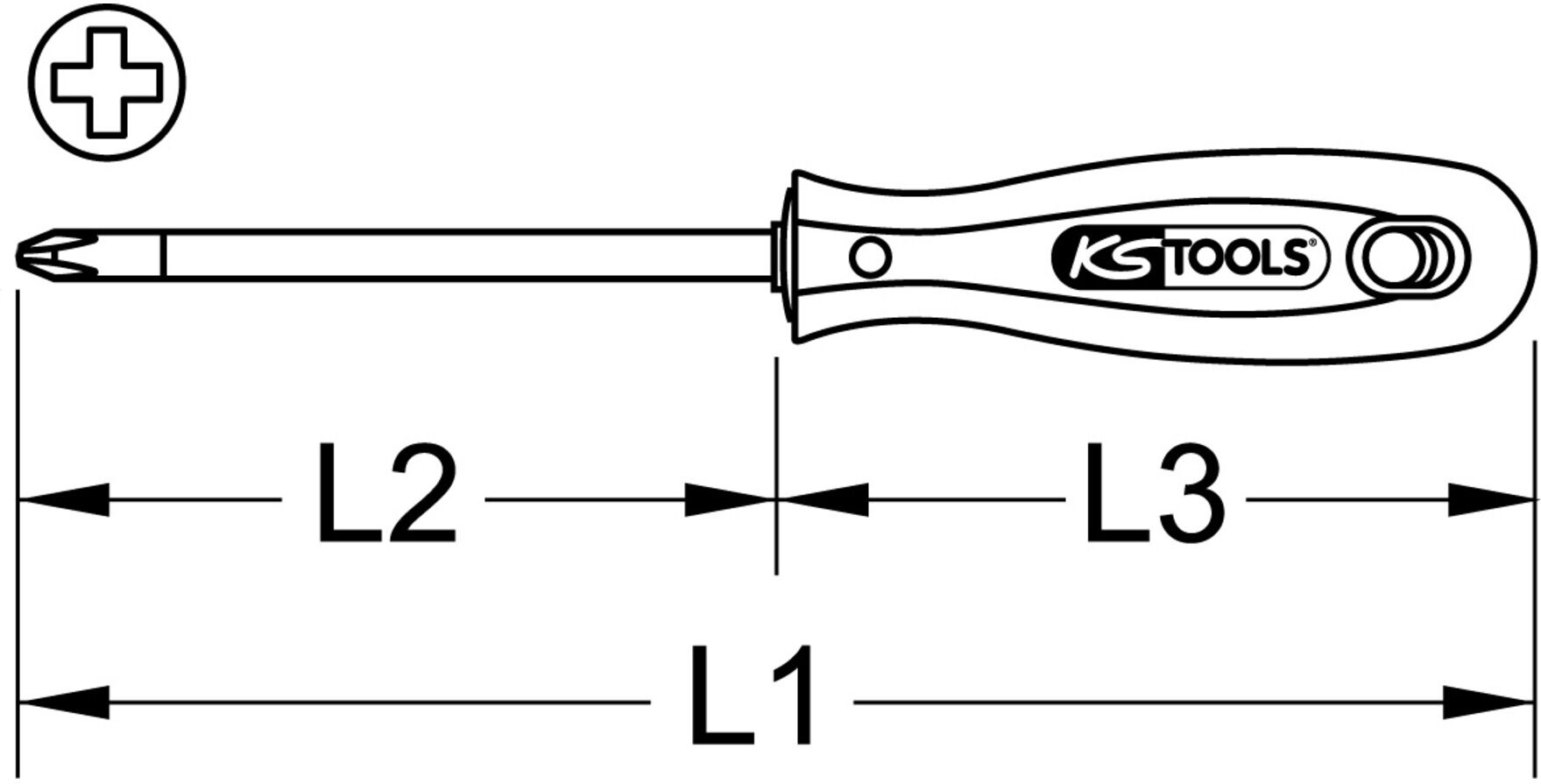 KS Tools EDELSTAHL Schraubendreher, PHILLIPS, PH2 (153.1021)