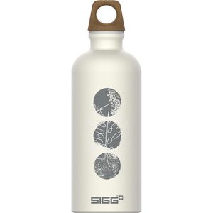 SIGG Trinkflasche Traveller MyPlanet, kohlensäuregeeignet, aus Aluminium, weiß / grau, mit Schraubverschluss, 600 ml