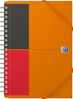 Meetingbook Oxford International, DIN B5, weiß-liniert, 80 Blatt, spiralgebunden, Optik Paper, orange/rot/schwarz