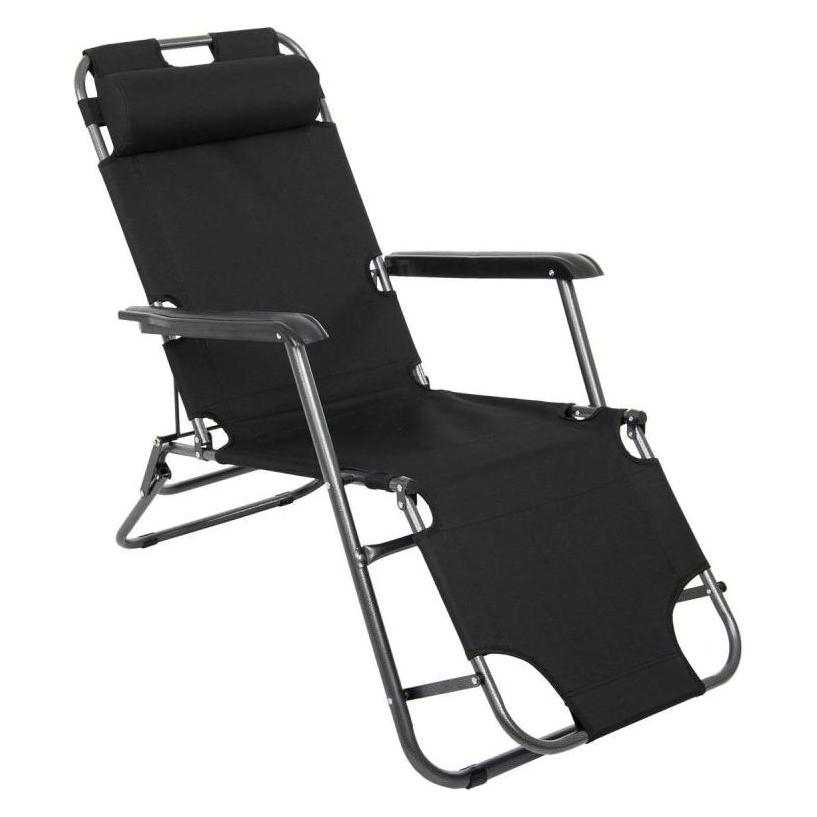 Royokamp Klappbares Gartenbett mit Kopfstütze, schwarz (GS247959)