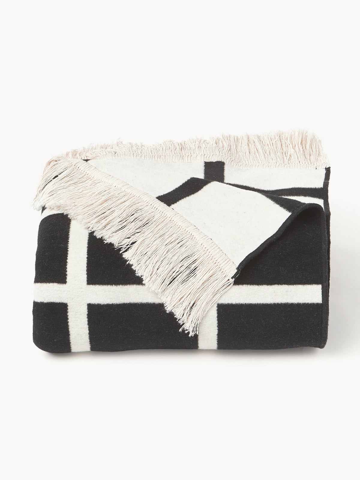 Westwing Collection Zachte geruite plaid Edison met franjes