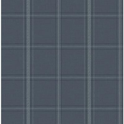 Chesapeake Auberge Dark Blue Plaid Wallpaper