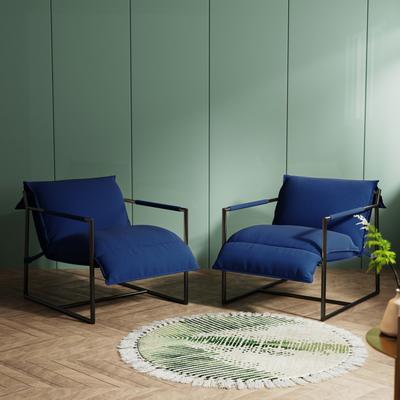 Polyester Sling Accent Chair with Metal Frame Armchair Set of 2