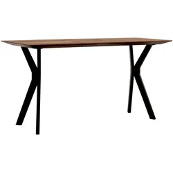Schreibtisch Metropole aus Teakholz, modernes Industrial Design, natur, Metallgestell schwarz, 150x60 cm