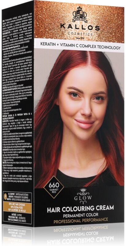 Kallos Glow Lasting Cream Colour coloration cheveux permanente teinte Garnet Red 60 ml