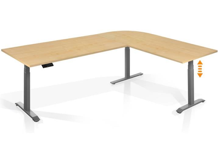 OFFICE ONE elektrisch höhenverstellbarer Eckschreibtisch mit