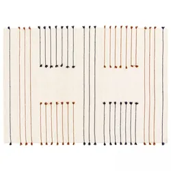 Oviala Business Handgewebter Wollteppich mit Pompons 200 x 290 cm