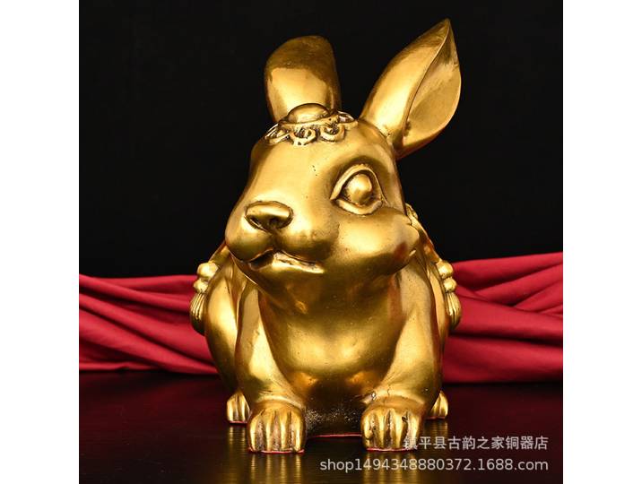 Boîte à figurines en cuivre pur, lingot de richesse du zodiaque, lapin argenté, artisanat décoratif, cadeau porte-bonheur