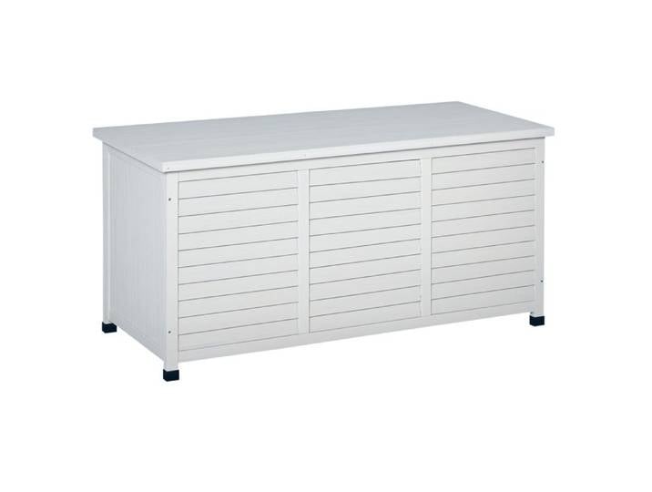 LIA Coffre rangement extérieur malle bois 283L blanc 127x56x60cm