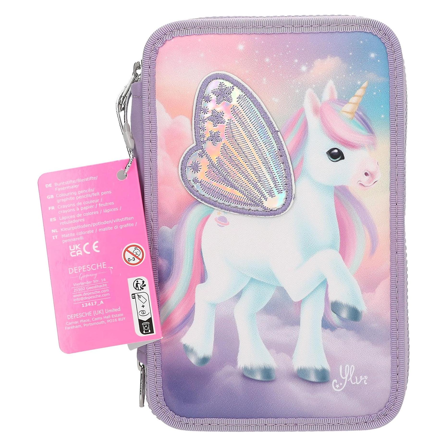 Depesche Ylvi 3-Fach Federtasche mit appliziertem Flügel inkl. Stifte (0413417)