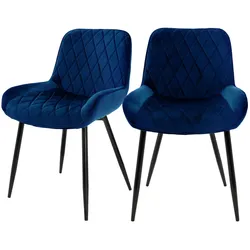 ESSZIMMERSTÜHLE 2ER-SET Dunkelblau Samt