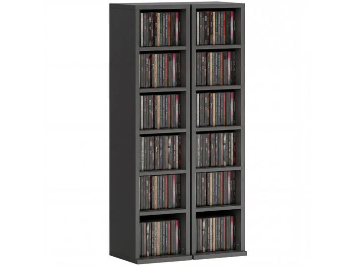 Armoire De Rangement Cd-dvd - Homcom - 6 + 6 Compartiments - Capacité Max. 204 Cd - 21 X 22\,5 X 88\,5 Cm - Noir