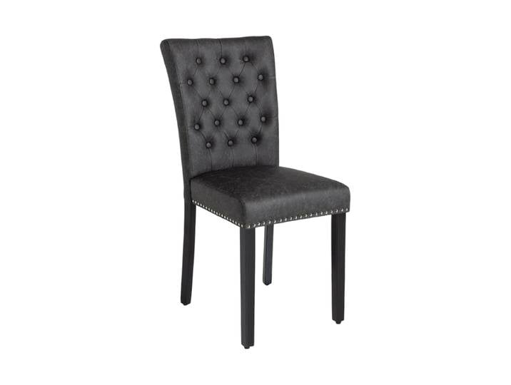 Eleganter Esszimmerstuhl „Castle One“ mit Griff Kunstleder Vintage Schwarz Invicta Interiors