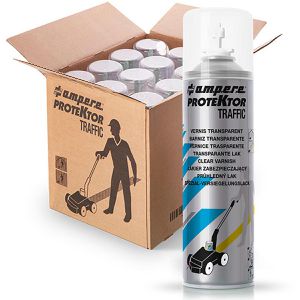 AMPERE Klarlack Traffic Protektor Spray, 500 ml, glänzend, für Beton, Stein & Asphalt, 12 Stück