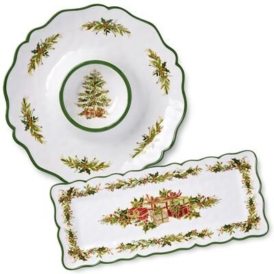Certified International Holly Tree Melamine 2pc Appetizer Set