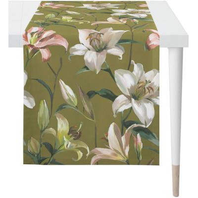Tischläufer APELT "5602 SUMMERTIME, Sommerdeko, Sommer", grün (grün, natur), B:48cm L:140cm, Baumwolle, Tischdecken, Digitaldruck