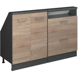Vicco, Kommode + Sideboard, Dachschrägenschrank-Set Rion, Sonoma/Anthrazit/Anthrazit, 2er Set (46 x 120 x 83.80 cm)