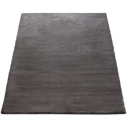 KADIMA DESIGN Hochflor Teppich Unifarben schmutzabweisend Dunkelgrau Rechteckig 120x160 | 100% Polyester, Rücken aus Baumwolle | Florhöhe: 22 mm | pflegeleicht