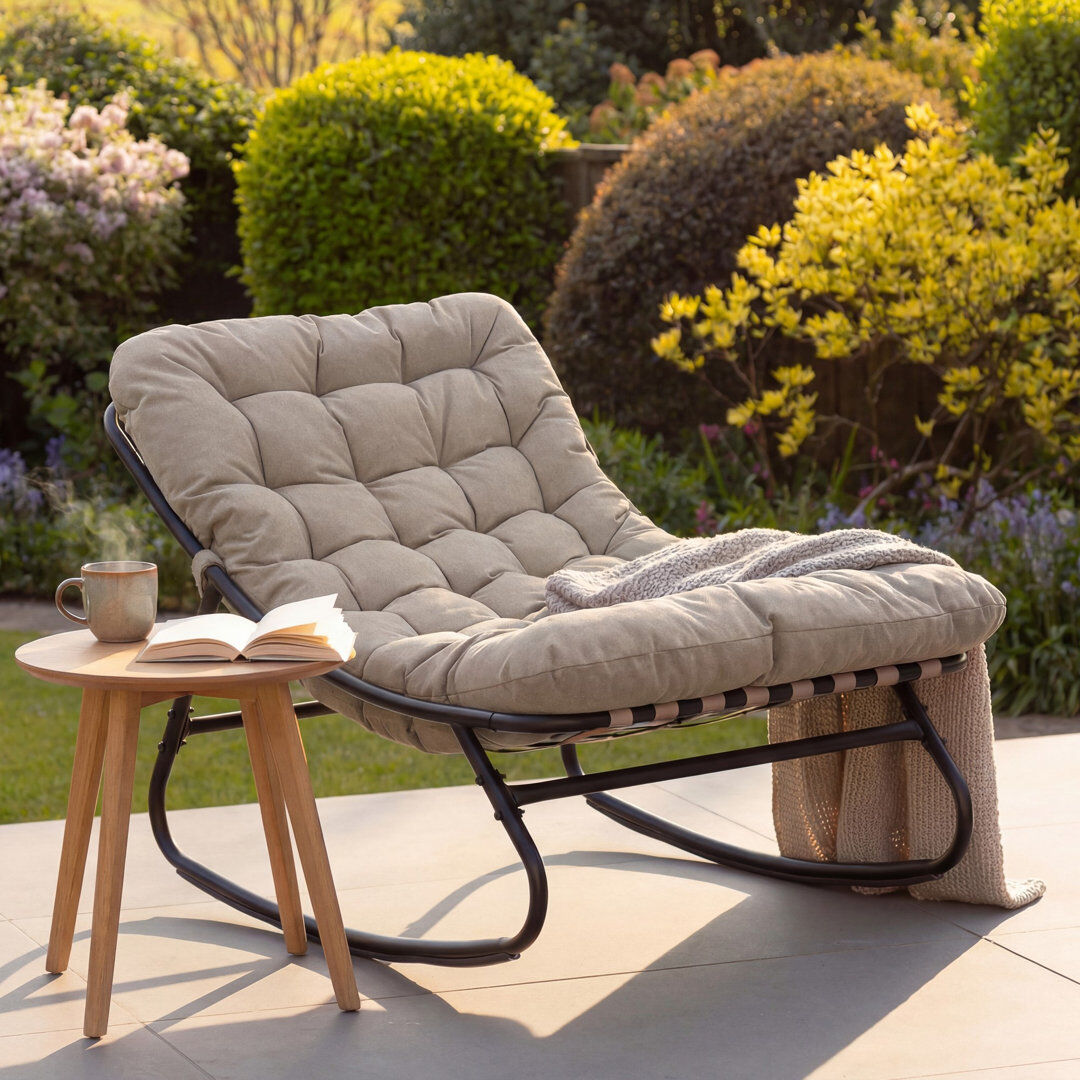 Lark Manor Kendra Solace Outdoor Rocking Chair Brown 74cm H X 78cm W X 101cm D