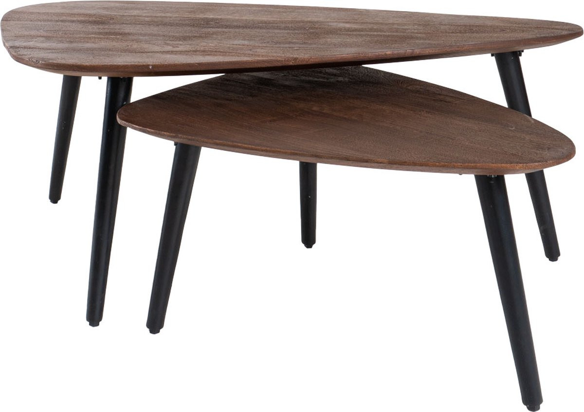 Salontafel Jamal Home67 Espresso Mangohout - Set van 2