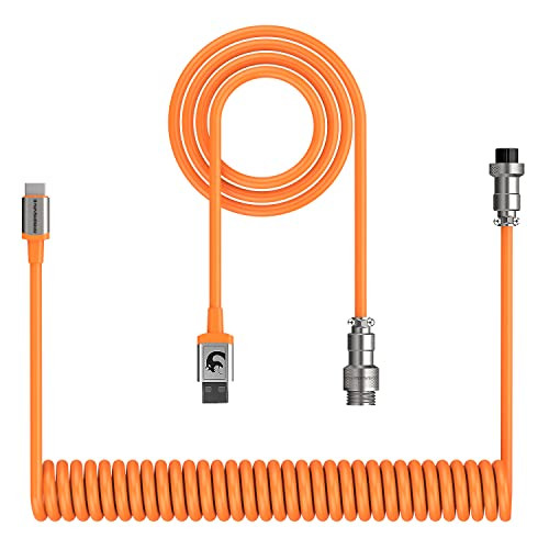 XINMENG X MAMBASNAKE C01 Spiraalkabel voor gaming-toetsenborden, Type-C HyperSpeed met 8KHz polling rate, TPU met metalen aansluitingen, Oranje