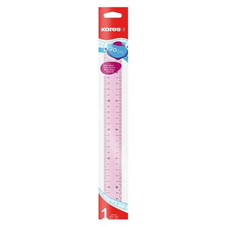 Kores Flachlineal, 300 mm, transparent, farbig sortiert (30 cm, Kunststoff) (LIN42130)
