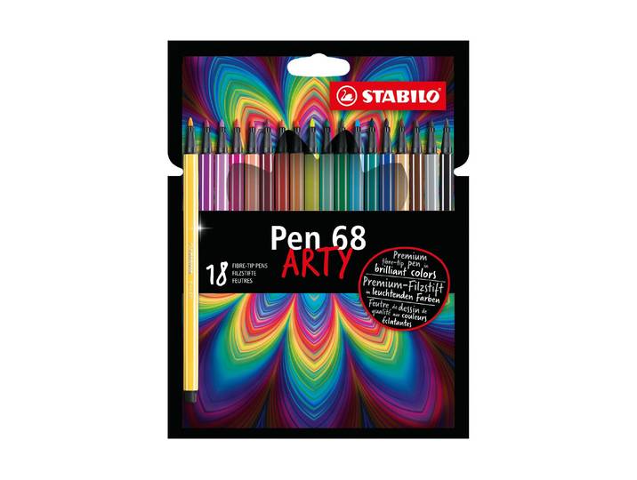 Faserstift STABILO Pen68 ARTY 18 St , bunt, Kunststoff, Stifte, Faserstift, Lichtbeständig