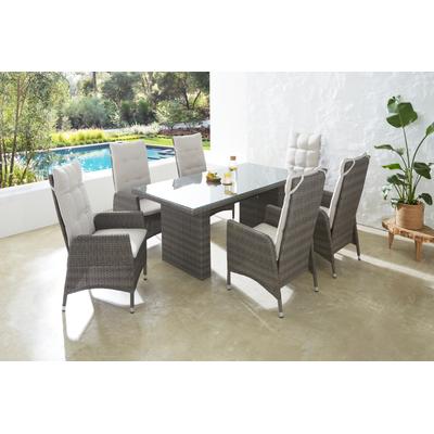 Garten-Essgruppe KONIFERA "Casablanca", grau (grau braun), Sitzmöbel-Sets, inkl. Auflagen
