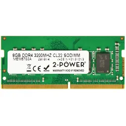 2-Power 8GB DDR4 3200MHz CL22 SODIMM (3200 MHz, DDR4-RAM, SO-DIMM), RAM, Schwarz