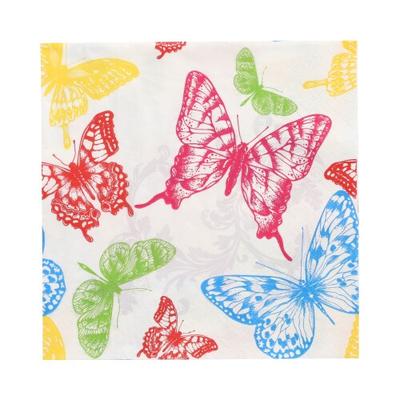 200 Servietten, 3-lagig 1/4-Falz 33 cm x 33 cm `Delicate Butterflies`
