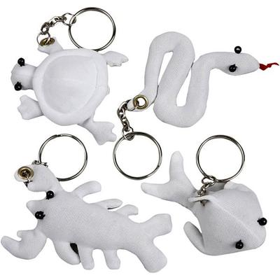 Creativ Company Schlüsselanhänger aus Stoff, Größe 4-8 cm, Weiß, 4 Stk