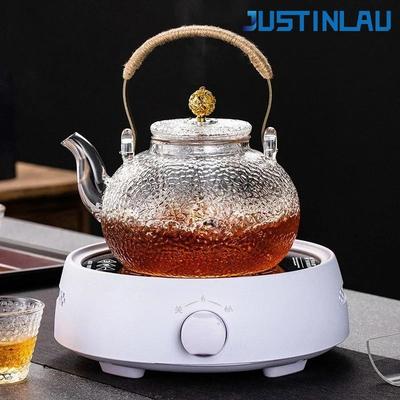 Uplifted Finds JUSTINLAU Premium Clear Glass Teapot High Borosilicate Thickened Glass With Copper Handle & Anti Scald Braided Rope 700 Ml Tea Strainer