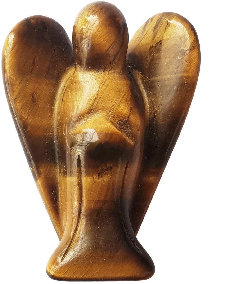 Solidchoice - Handgegraveerd Tiger Eye Engel Beeldje voor Genezing, 5 cm