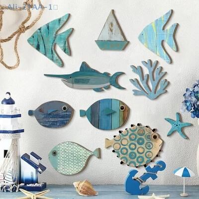 Inspired Living Wooden Fish Wall Decor Set Of 10 For Coastal Wall Decor And Nautical Bathroom Decor Wooden Fish Wall Decor Set Of 10 For Coastal Wall Decor And Nautical Bathroom Decor