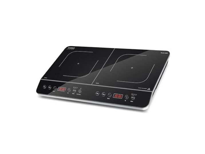 CASO Touch 3500 Induktionskochplatte doppelt mobil, Sicherheitsschalter, 60-240°C, 6 Stufen, Timer 180 Min., Töpfe bis 26 cm, 3500 Watt, Glaskeramik