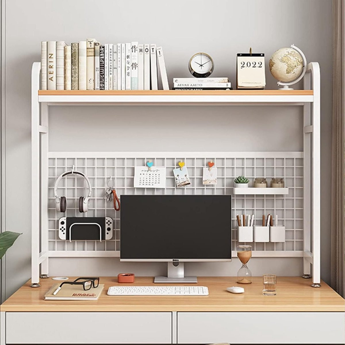 Wit Desktop Boekenplank Bureau Organizer Breedte: 115 cm
