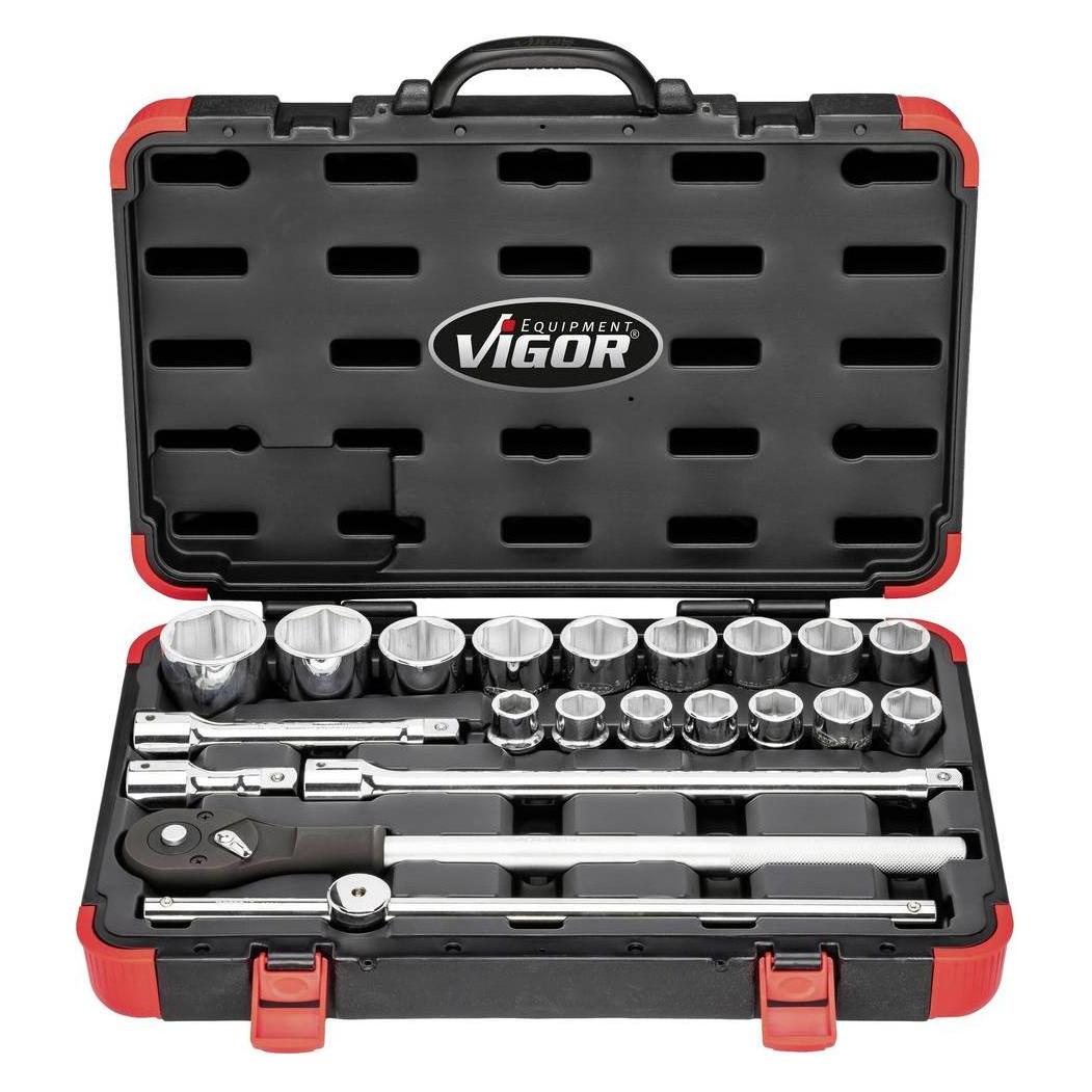Vigor Innenvierkant Antrieb 20 = 3/4 Zoll Steckschlüssel-Satz V2318N Vierkant hohl 20 mm (3/4 Zol (V2318N)