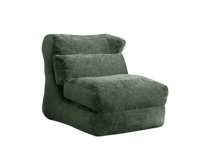 LOUNGE SESSEL Chenille Optik umwandelbar zum Liegestuhl