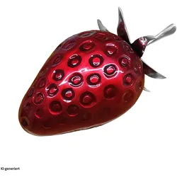 HTI-Living, Deko Figuren + Skulpturen, Deko Erdbeere Hochglanz Rot Aluminium