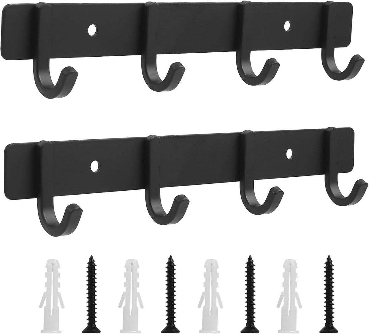Muurhaken Set van 2 met 4 Haken voor Kleding en Accessoires