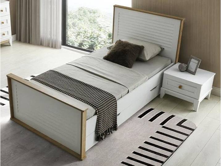 JVmoebel Schlafzimmer-Set Bett Einzelbett Nachttisch Schlafzimmer 2tlg. Modern