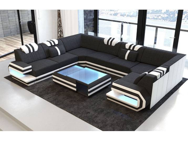 Wohnlandschaft Ragusa U-Form aus Stoff