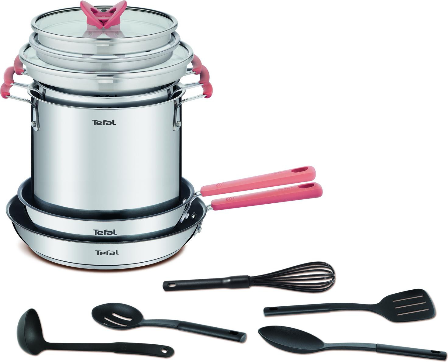 Tefal Opti'Space G721SD Mixset kookset, 6,2 liter, Roestvrij staal en Keramisch