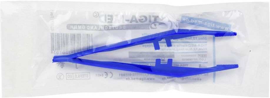 Pinzette Einmal Plastik blau steril