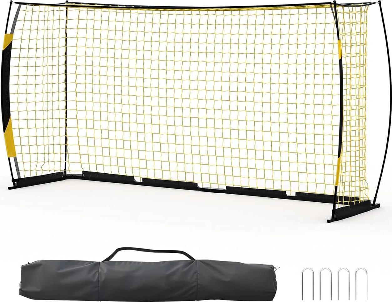 Fußballtor - Trainingsnetz - 3,66 x 1,83 m - Schneller Aufbau - Klappbare Metallbasis - Polyester - Mit Tragetasche - Für Garten